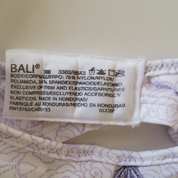 Bali Underwire Unpadded Full Coverage Bra Size 38B New - Picture 4 of 5